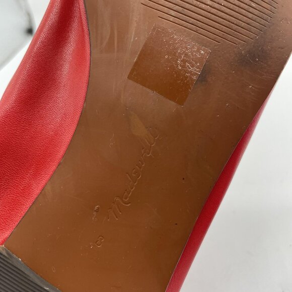 Madewell Shoes Greta Womens Size 8 Red Leather Square Toe Flats Mary Jane Ballet - Picture 10 of 14